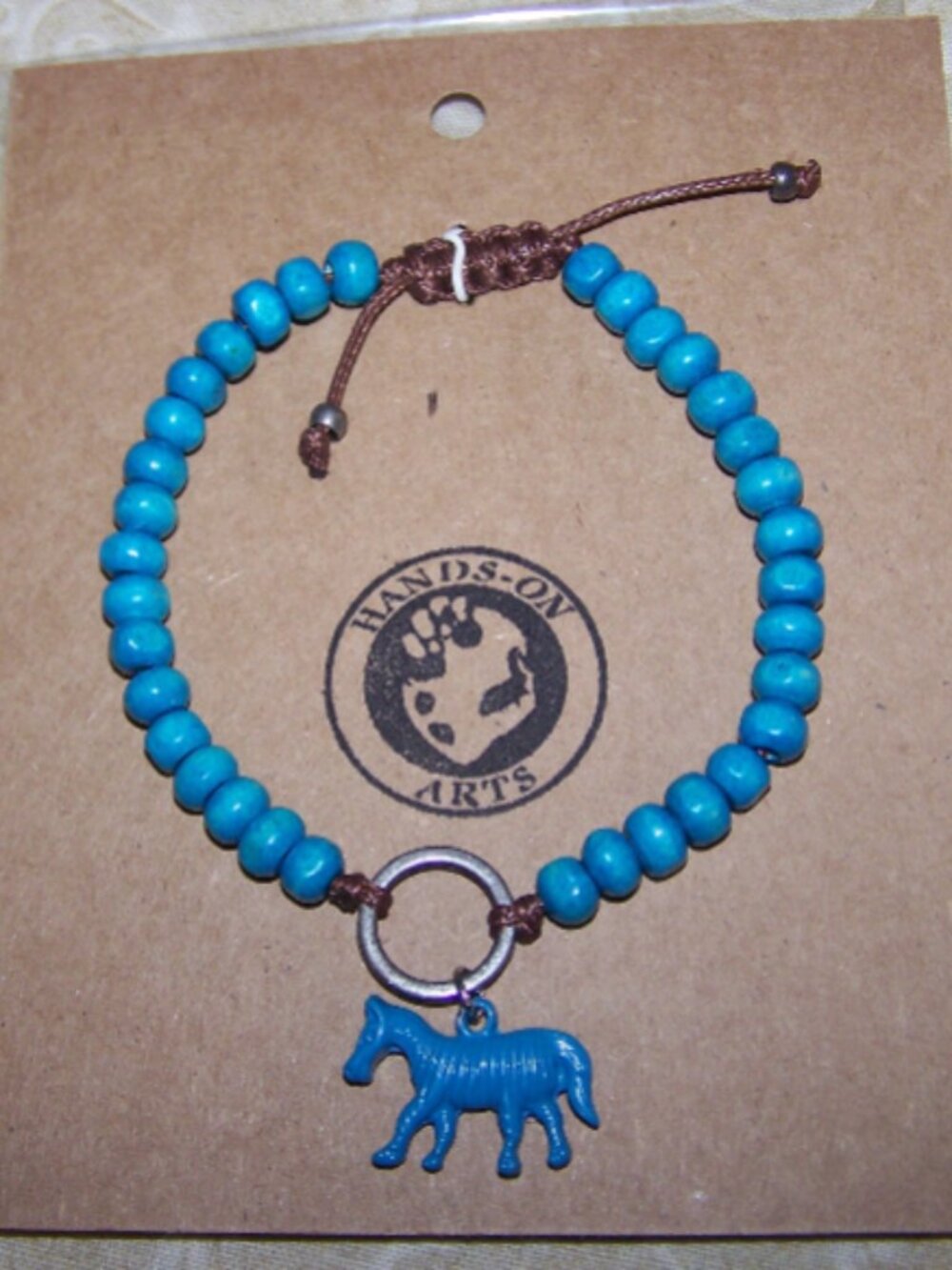 Handmade NWT Adjustable Beaded Bracelet with Zebra Charm